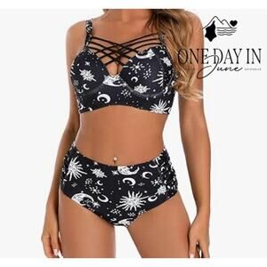 Aleumdr Cage Front Molded Cup High Waist Bikini Size XL